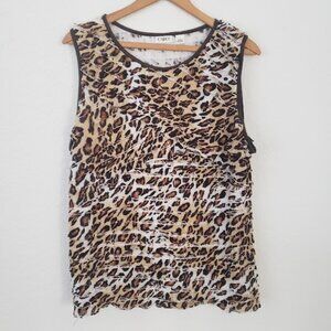 Cato Women's Layered Ruffles Sleeveless Animal Print Top
